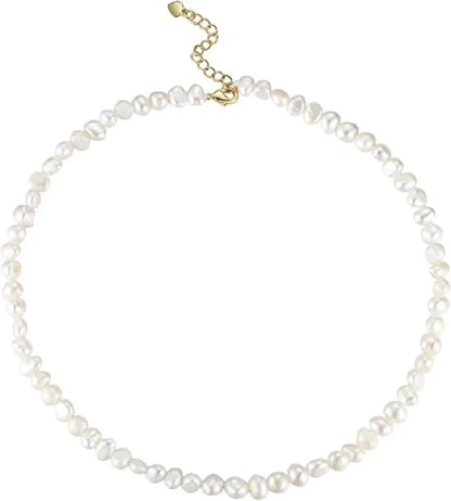 Real Natural Baroque Freshwater Pearl Choker Necklace for Women