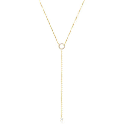 Elegant 925 sterling silver necklace with a double-deck circle zircon pendant on a delicate 40cm O-chain, perfect for romantic style.