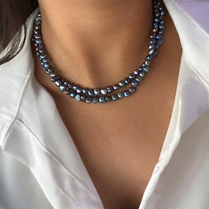 Real Natural Baroque Freshwater Pearl Choker Necklace for Women