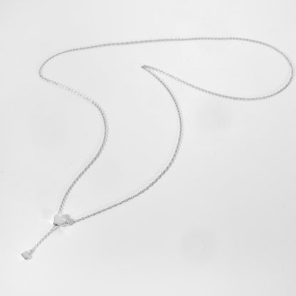 Silver Adjustable Chain Heart Pendant Charm Necklace