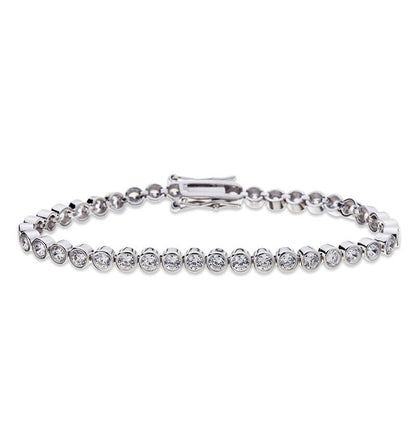 Sparkling full moissanite tennis bracelet in S925 silver, silver-plated with 18K gold, showcasing dazzling 2mm or 3mm stones.